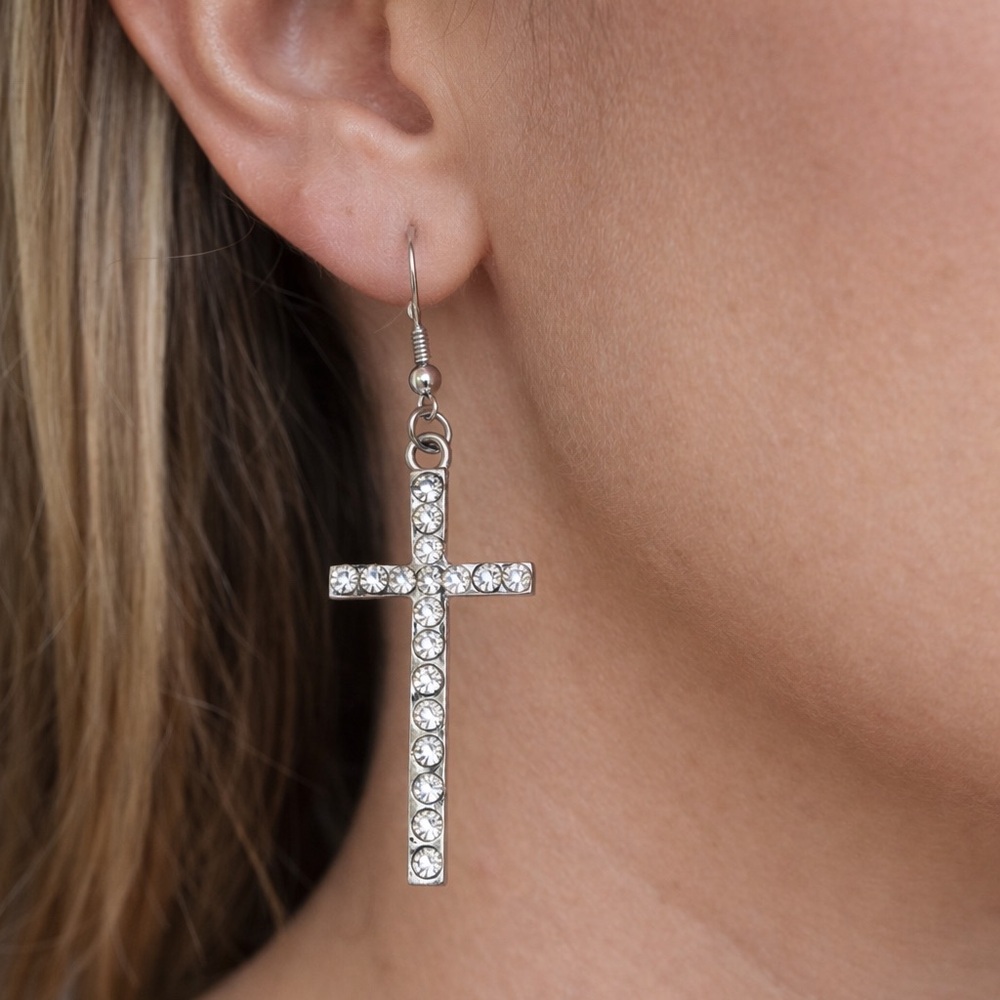 🔥 FREE WITH PURCHASE 🔥 Bling Cross Earrings